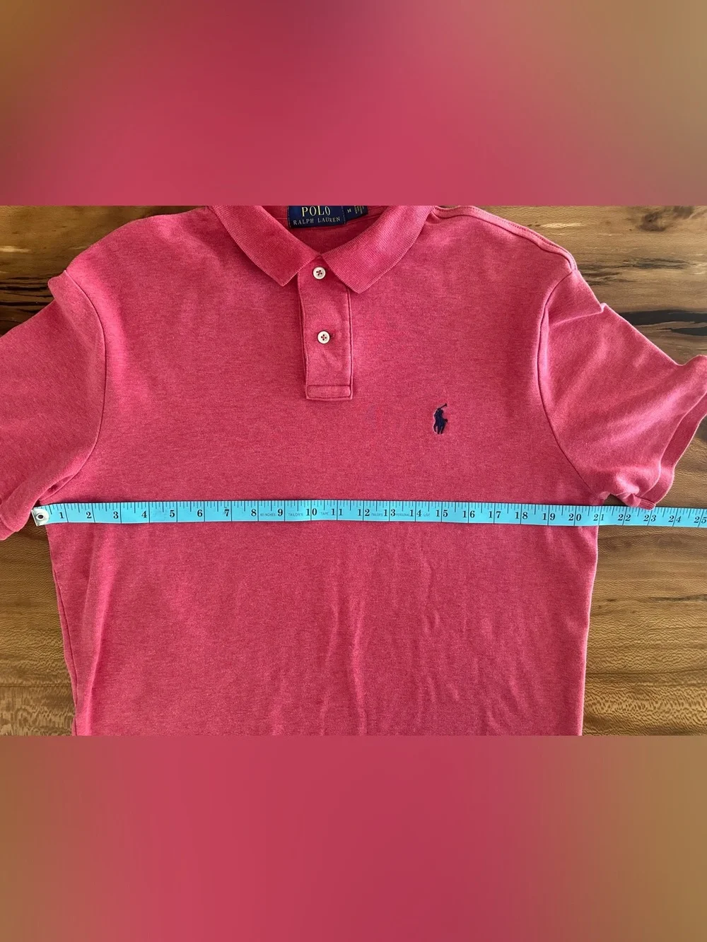 Ralph Lauren POLO Heathered  Red Short-Sleeve Polo with Navy Pony | Size: Medium